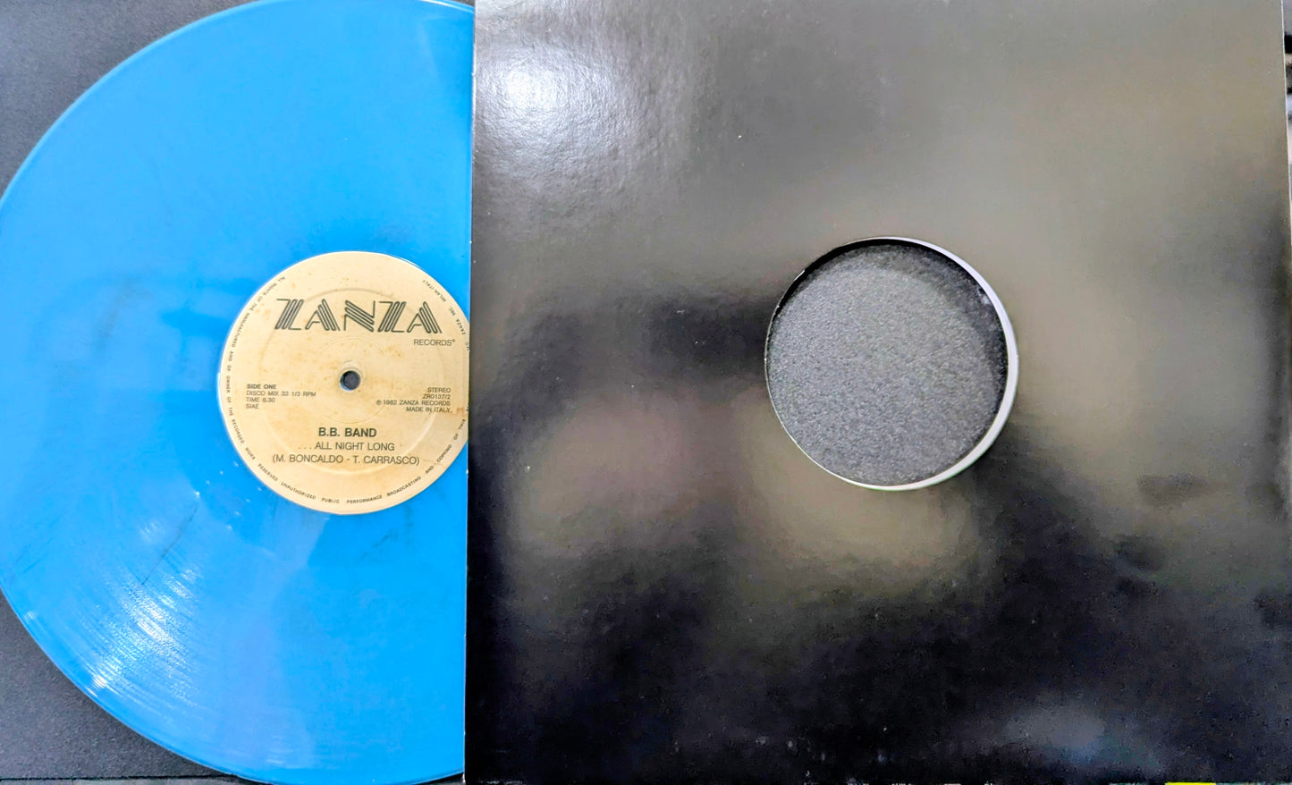 B.B. Band-...All Night Long/Dirty Talk (import)(blue marble vinyl)(single)(used)