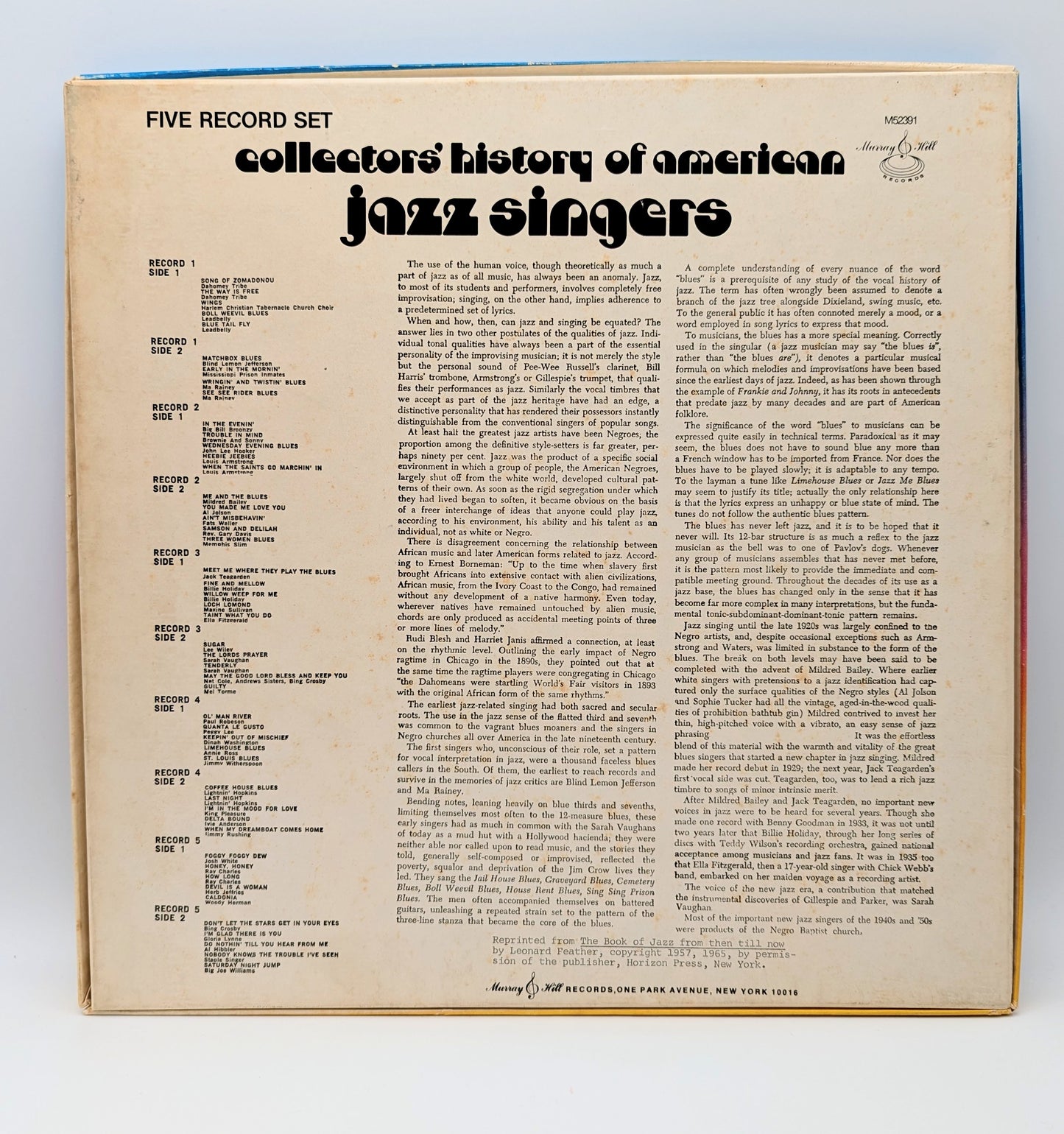 Various - Collectors' History Of American Jazz Singers (5LP) (used)
